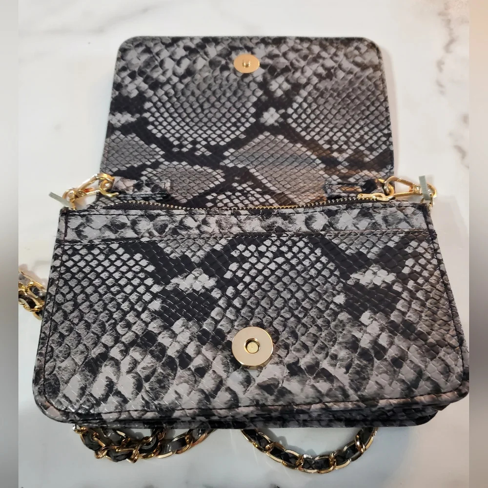 Bebe Purple Snakeskin Crossbody Bag